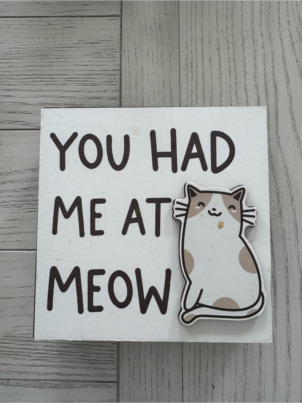 You Had Me At Meow Cat Sign - White and Tan